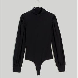 Madewell Black Puff Sleeve mock neck bodysuit
